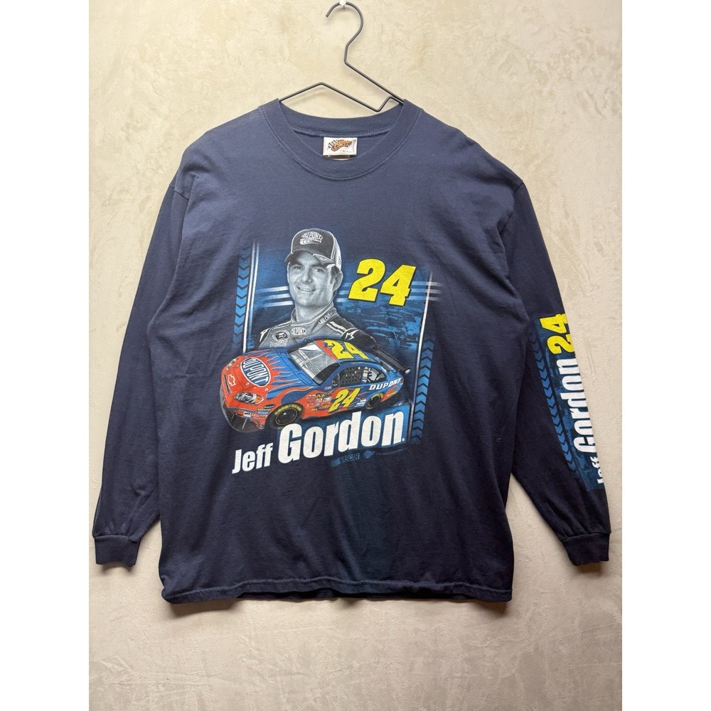 VTG Jeff Gordon NASCAR Shirt XL Navy Blue Long Sleeve DuPont Winners Circle 24